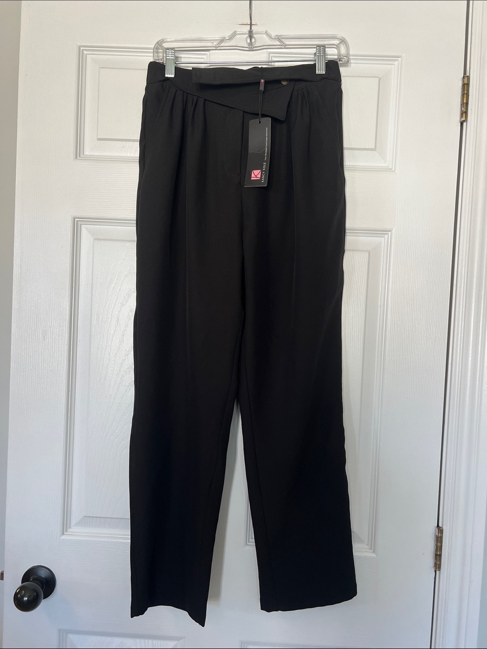 High-Waist Black Pleated Women's Trousers